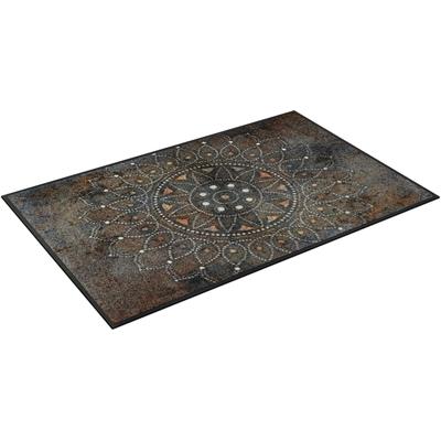 Fußmatte "Madhana", braun (bunt), B:40cm H:7mm L:60cm, Polyamid, WASH+DRY BY KLEEN-TEX, Teppiche, Fußmatte, Schmutzfangmatte, Mandala Motiv, rutschhemmend, waschbar