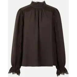 Bluse mit Spitze Braun 42