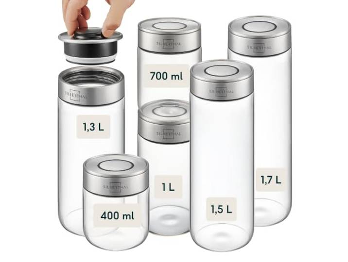 SILBERTHAL Vorratsglas mit Deckel 6er Set Mix Vorratsdosen mottensicher für luftdichte & auslaufsichere Aufbewahrung in der Küche