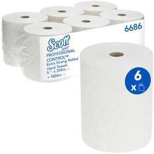 Scott Handtuchrollen Extra Strong 6686, 1-lagig, Airflex, weiß, 19,8cm x 304m, 6 Rollen
