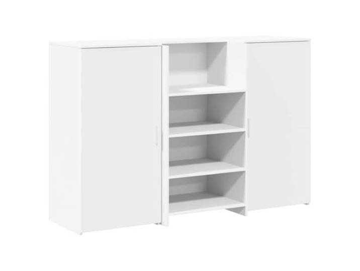 HKLGBVCR Empfangsschreibtisch, weiß, 155 x 50 x 103,5 cm, Holz Integrierte Theke, geräumige Aufbewahrung, diskreter Empfang, vielfältige professionelle Nutzung, einfache Montage