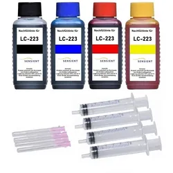 Nachfüllset für Brother Tintenpatronen LC-221, LC-223, LC-225, LC-227 - 4 x 100 ml Sensient Tinte