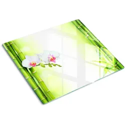 GLASPLATTE 60x52 cm Orchidee und Bambus