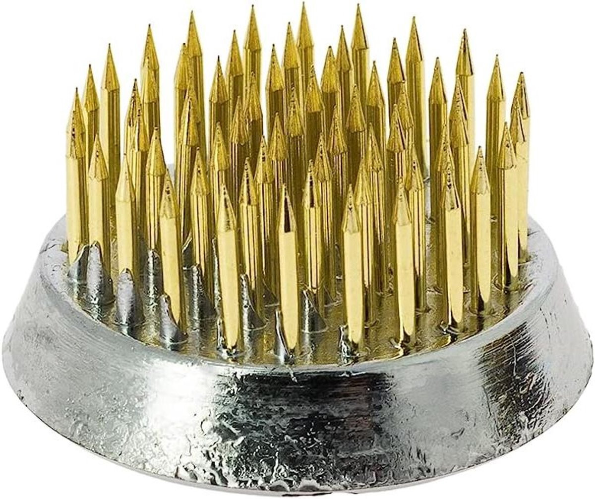 Kenzan Bloemschikker Goud - Ronde Bloemhouder met Stekker - 36mm