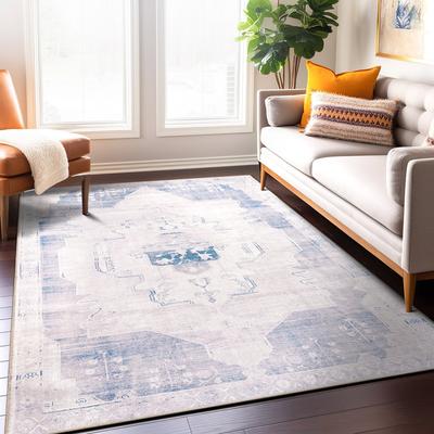 World Rug Gallery Vintage Medallion Washable Non-Slip Area Rug