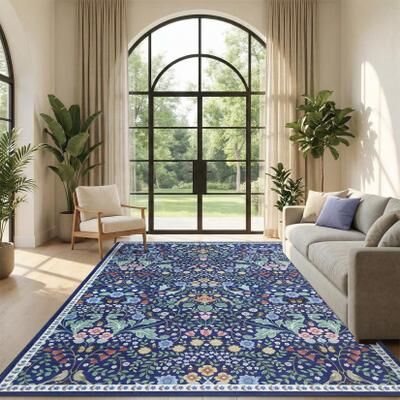 Garvee Vintage Botanical Floral Washable Area Rugs for Living Room Bedroom