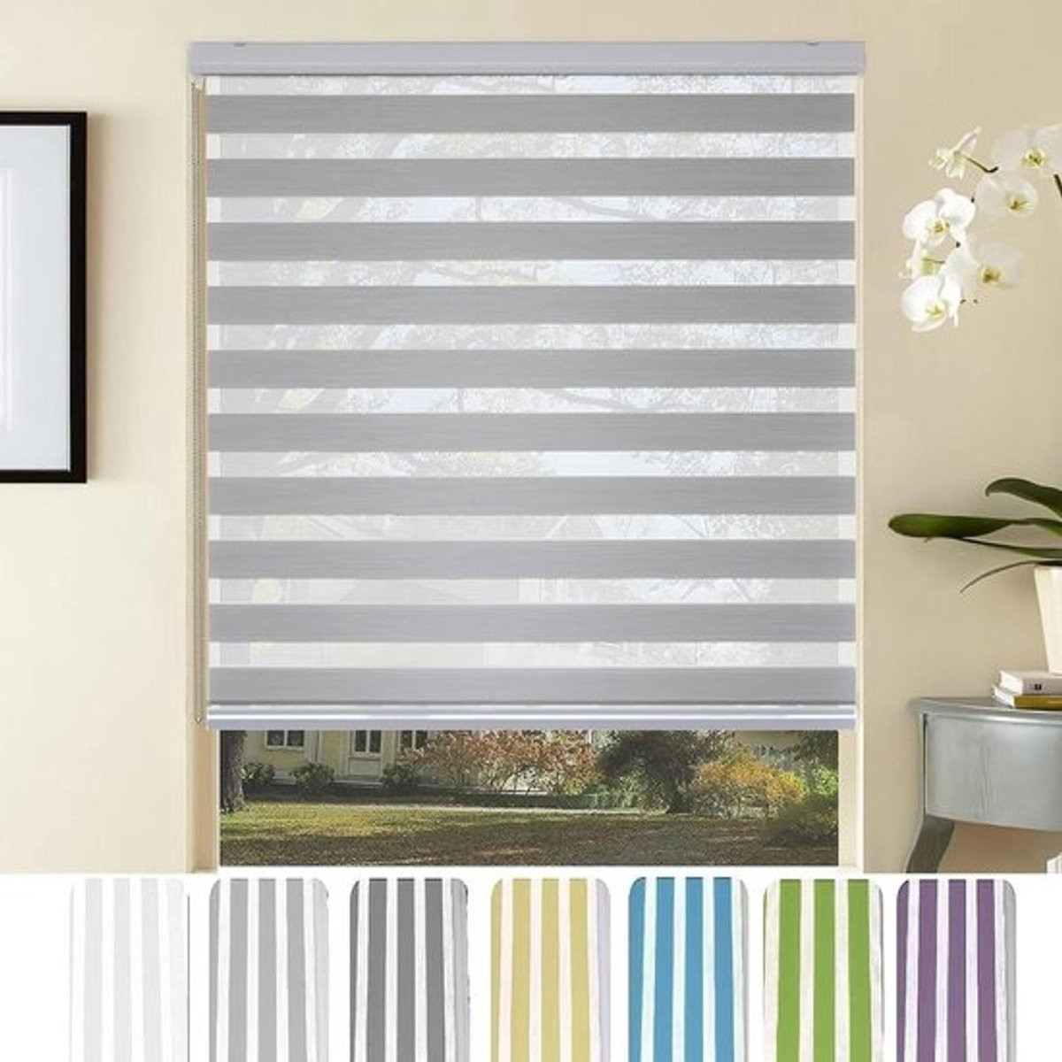 Lichtgrijze semi-transparante jaloezieën voor privacy en inkijkbescherming, 40 x 220 cm