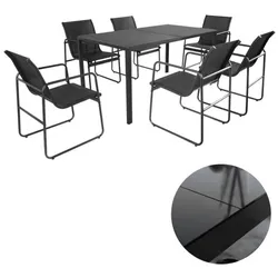 Lex Lounge Set 7tlg. Outdoor Gartenlounge Sitzgruppe Sitzbank Esstisch Glastisch