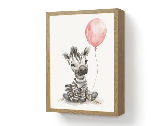 OnlyWow Wandleuchte MIT Akku Zebra - Baby - Tiere - Rosa Luftballon 30x40 cm, Weiß, Rechteckig, LED integrated, 30x40x8 cm, Lampen & Leuchten, Innenbeleuchtung, Wandleuchten