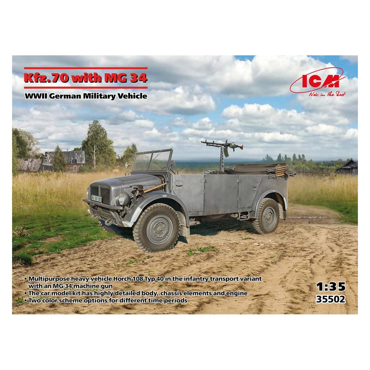 ICM Kfz.70 with MG 34, WWII German Military Vehicle (35502)