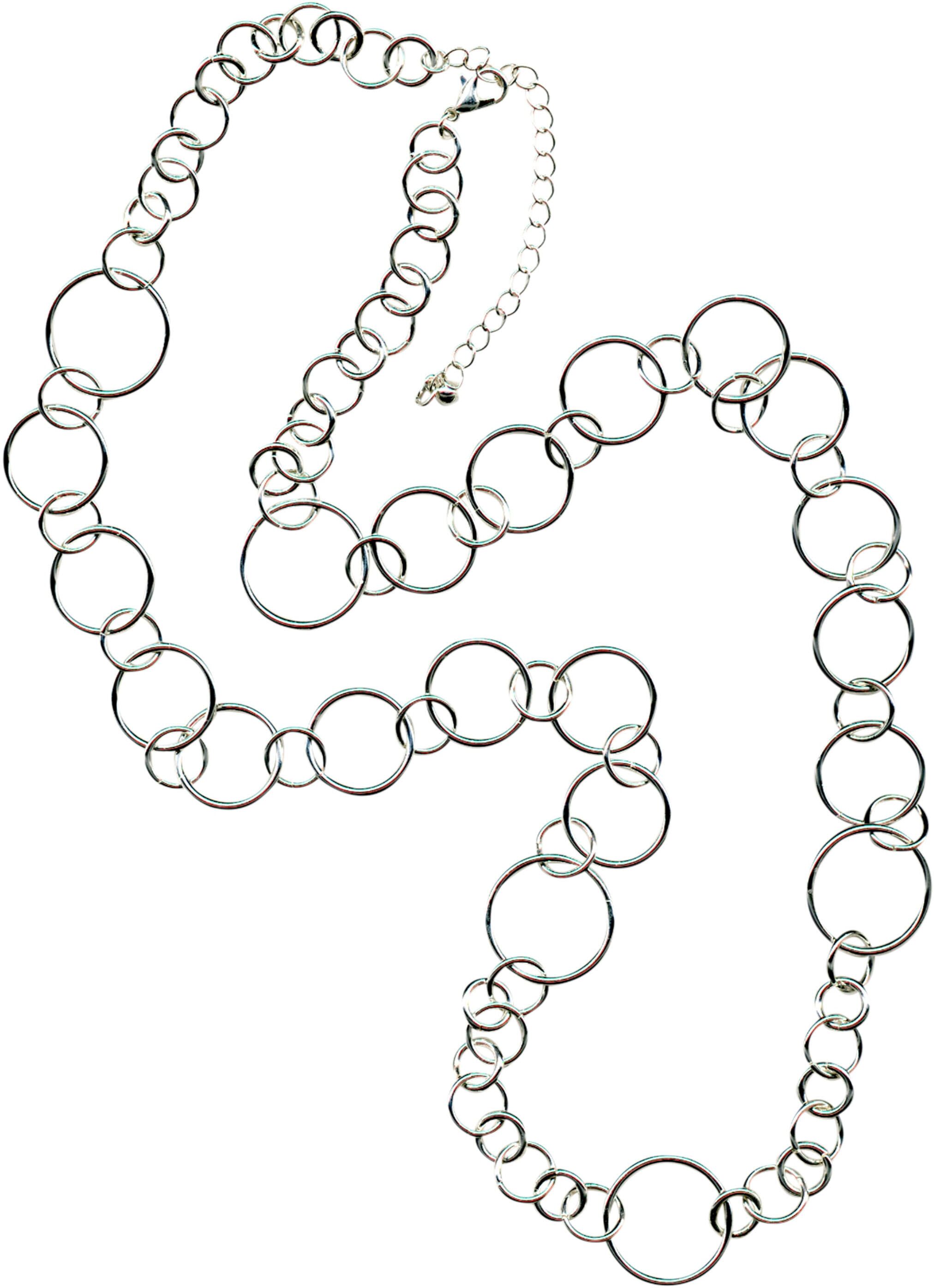 Lange Kette FIRETTI "Ring Variety", grau (metallfarben), Halsketten, Damen, Metall, L: 85, Lange Kette metallfarben Metall, L: 85