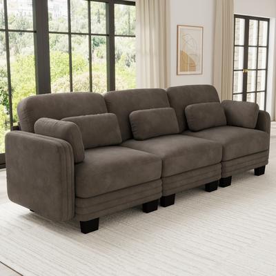 Loedds 100-Inch 3-Seat Chenille Modular Sectional Sofa with Tufted Detail