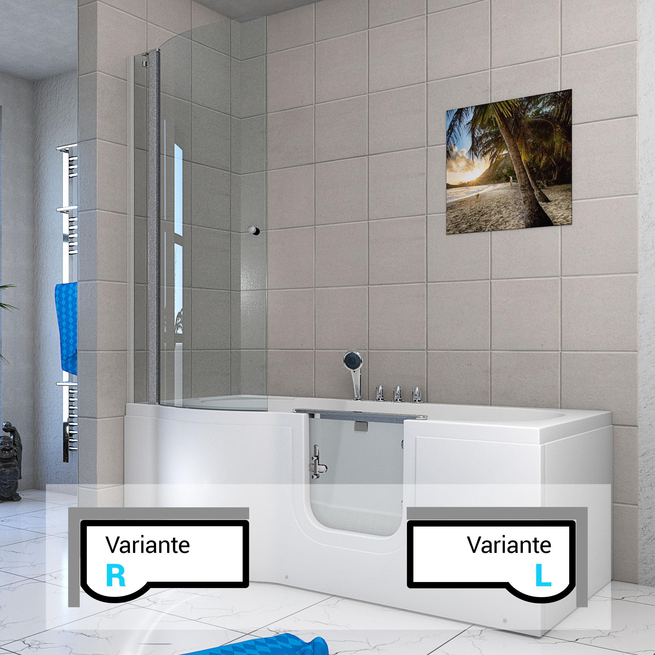 Seniorendusche und Badewanne mit Tür S12D-R-EC Dusche 85x170cm