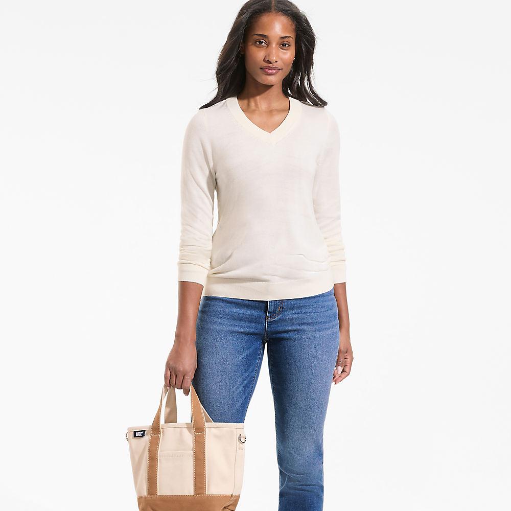 CashTouch Pullover mit V-Ausschnitt für Damen, Damen, size: regular, Elfenbein, Polyacryl, by Lands' End