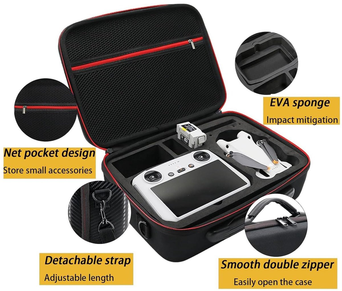 DJI Mini 3/Mini 3 Pro Draagtas - Waterdichte Hardshell Drone Case met Draaggreep - Zwart