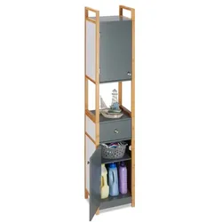 Relaxdays Hochschrank Bad Anthrazit,Weiß,Hellbraun