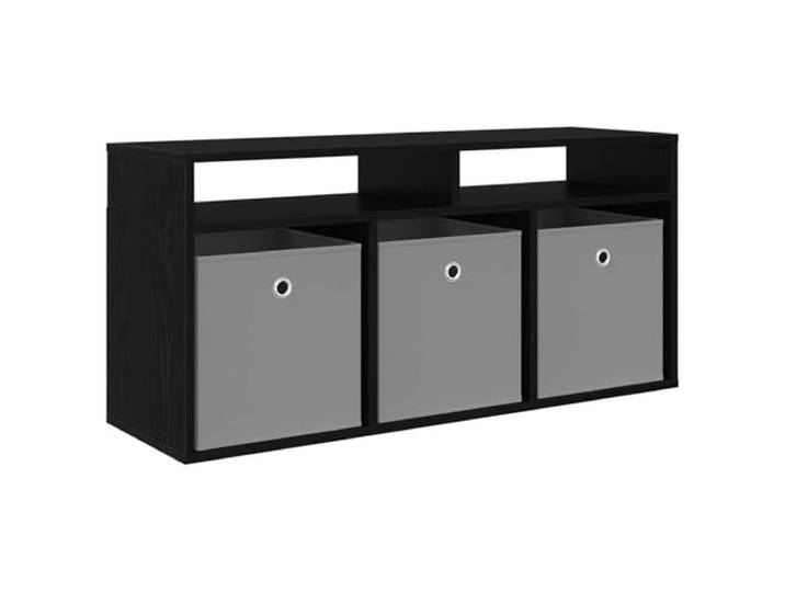 RJPLMFV Lowboard Eiche schwarz 102 x 32 x 48,5 cm Holzrahmen, eingelassene Griffe, geräumige Lagerung, einfache Montage