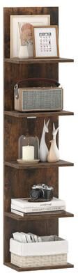 Costway 5-Tier Wall Mounted Shelf Unit with Wood Grain-Rustic Brown