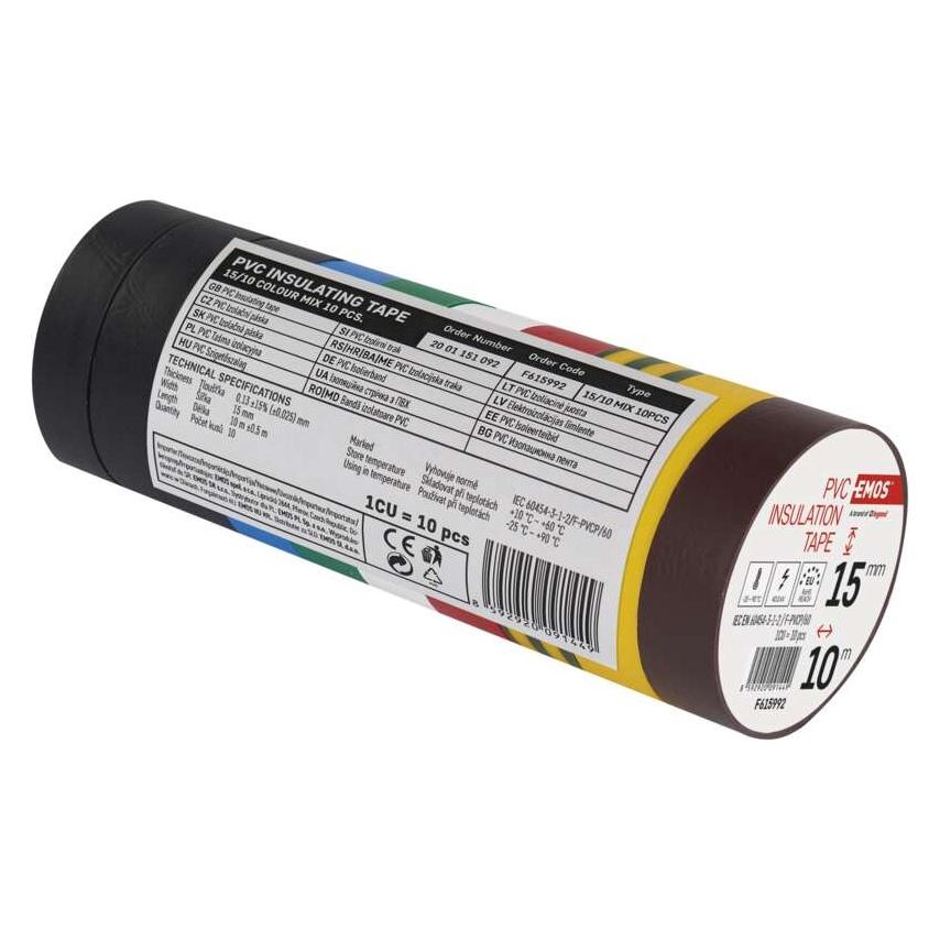 Emos Isolierband PVC 15mm/10m-Farbmix 10 Stk. (15 mm) (43038304)