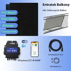 Entratek Balkonkraftwerk mit Halterung 800W