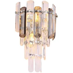 LED Wandlampe Wandleuchte Wohnzimmerlampe Kristalloptik Chrom Metall H 34 cm