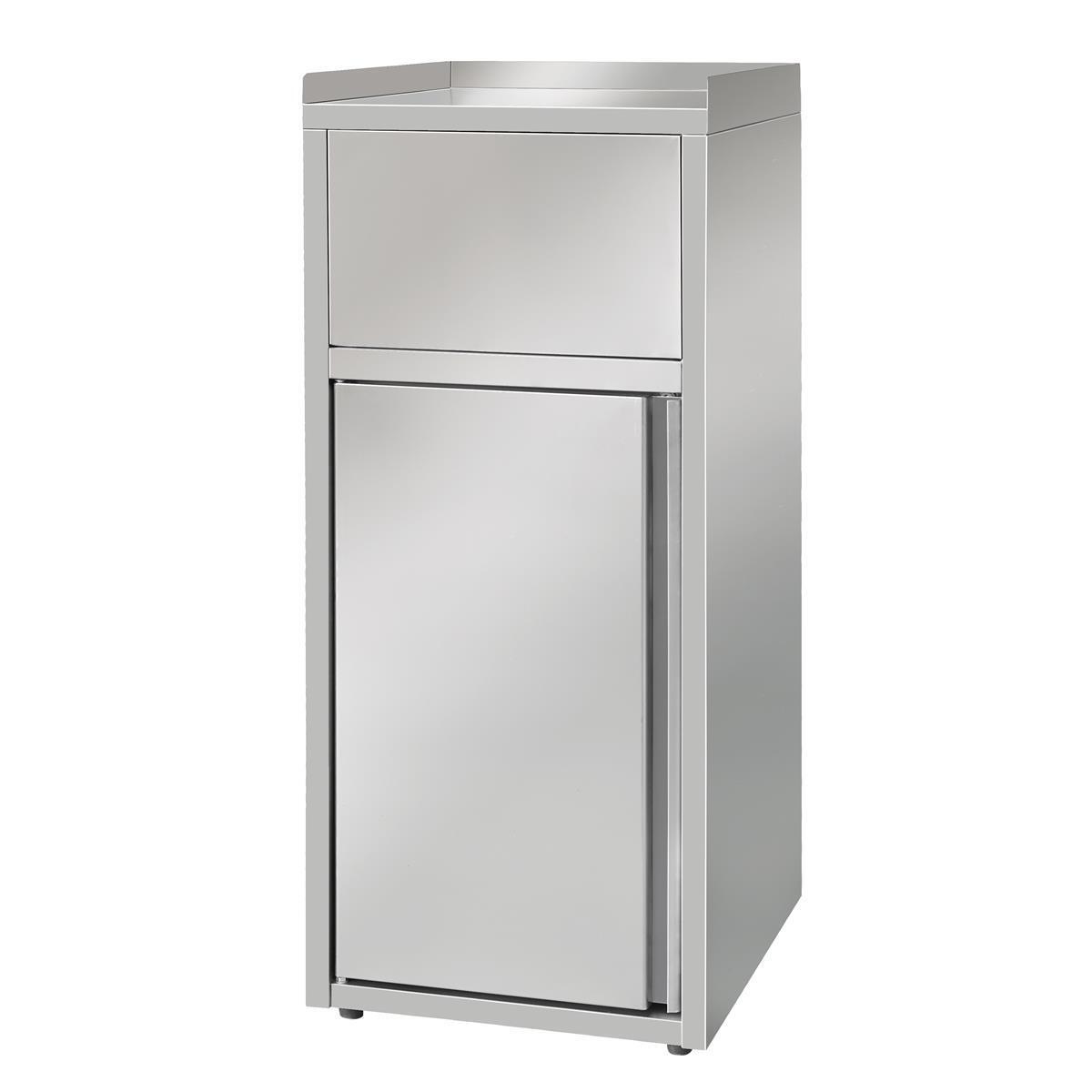 Muellbox aus Edelstahl, mit Tonne 60L, 50x53x120cm