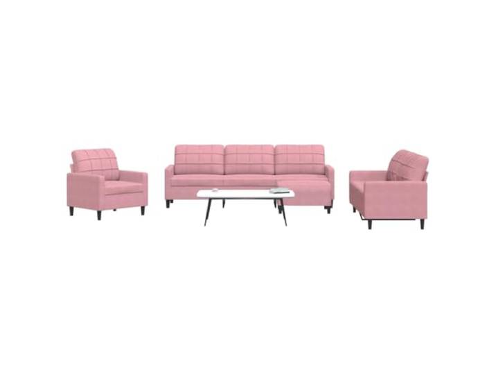 YUTAASU 4-TLG. Sofagarnitur mit Kissen Rosa Samt Metallgestell, Dick Polsterung, Vielseitiger Fußhocker, Modernes Design