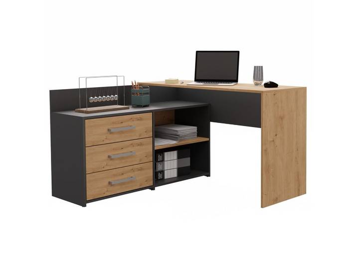 SCHREIBTISCH Anthrazit, Eiche Artisan 120/76/50