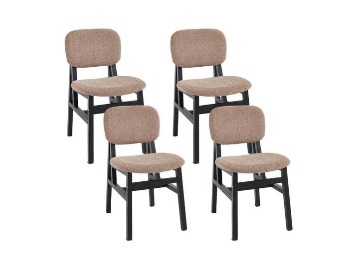 Esszimmerstühle 4er Set Chenille Braun, 53x79x43.5 cm, Esszimmer, Stühle