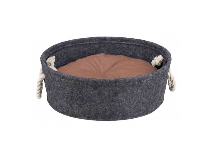 Katzen- und Hundekorb aus Filz, mit Kordel-Henkel, schwarz, 40 x 18 cm