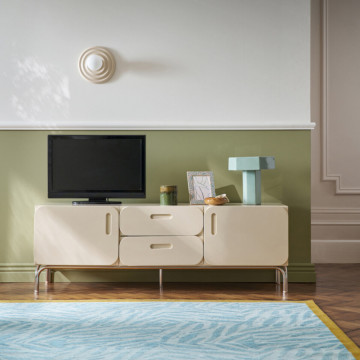 LA REDOUTE INTERIEURS Meuble TV 2 portes 2 tiroirs, 150 cm, NAVEL
