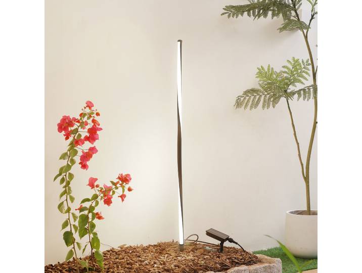 Lampe à cellules solaires Sabriel Straight, noire - Lindby Sabiel - Moderne - Aluminium - À ampoule unique