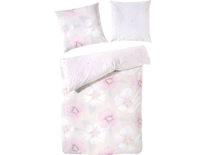 Wendebettwäsche PRIMERA Renforce-Bettwäsche Florence , rosa (altrosa, weiß, weiß), B/L: 155cm x 220cm, 1 Stk., 1 Stk., Renforcé, B/L: 80cm x 80cm, 2 Stk., Renforcé, Obermaterial: 100% Baumwolle, Bettwäsche, Wendebettwäsche, mit großen Blumenblüten