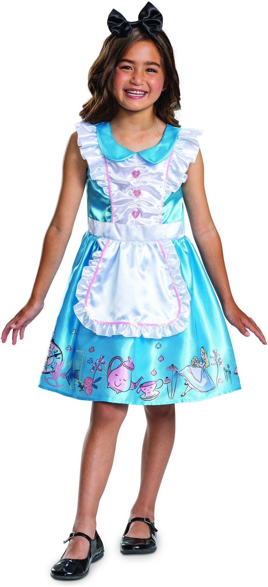 Disguise Disney Alice in Wonderland Classic Girls' Costume 5-6 Years, Blue Dress with White Apron, Black Bow Headband, Officially Licensed, Disney, Blue