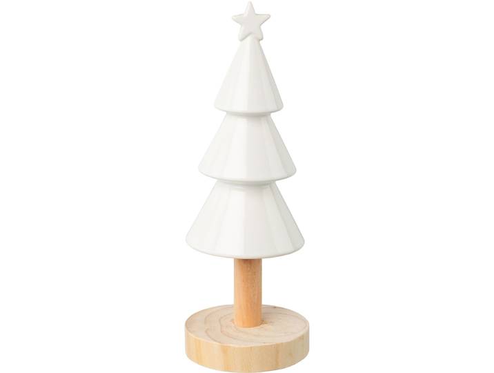Dekobaum CREATIV DECO Weihnachtsdeko , weiss (weiß), H:25cm Ø:9cm, Keramik, Dekofiguren, Dekobaum, aus Keramik und Holz