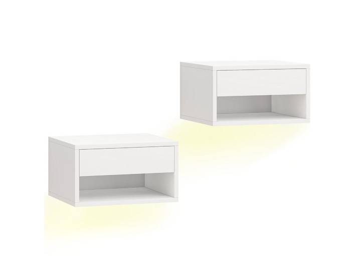 Homcom Nachttisch 2er Set Spanplatte MDF Weiß, Nachbildung, 1 Schubladen, 32x21x37 cm, Schlafzimmer, Nachtkästchen