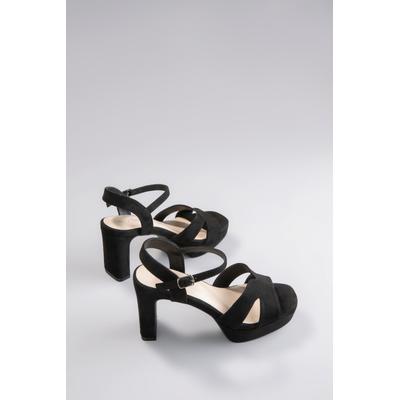 High-Heel-Sandalette ANISTON SHOES, Damen, Gr. 37, schwarz, Textil, Schuhe Riemchensandale Sandalette, Sommerschuh, Abendsandale, Plateau