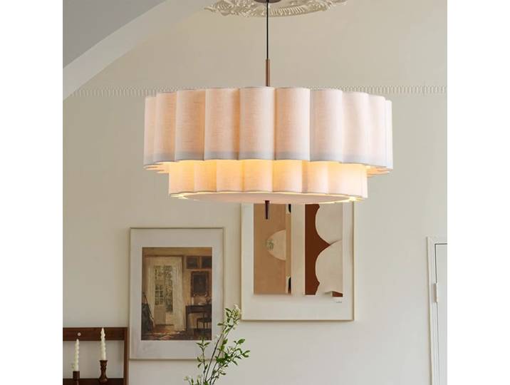 Moderne rétro tissu suspension Wabi Sabi lin lustre salon salle à manger chambre suspension lampe décor à la maison luminaire