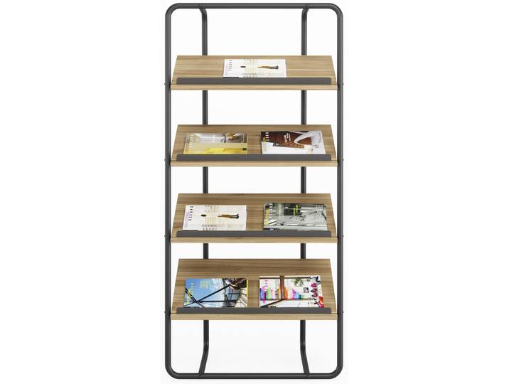 Meet Présentoir - 4 tablettes bois - H.159 x L.75 cm - Noir/Noyer