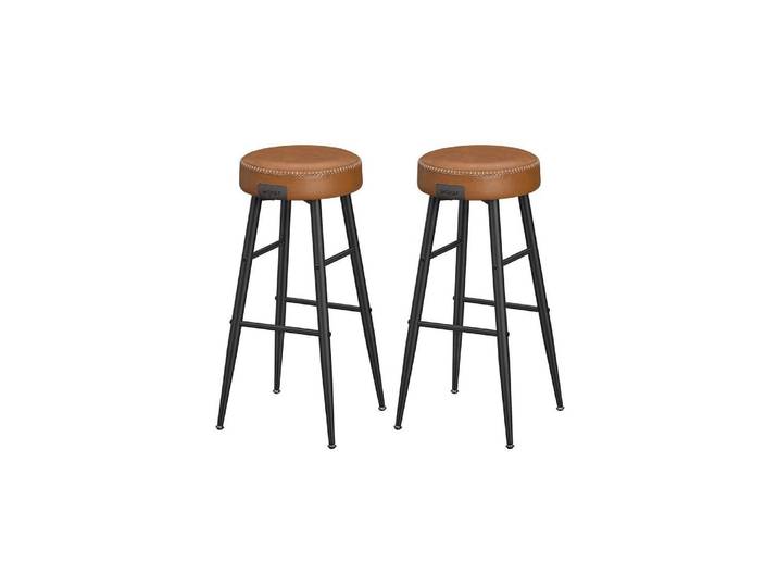 Barhocker VASAGLE 2 Stück 51.6 x 76.2 cm , braun (braun, schwarz), B:51,6cm H:76,2cm T:51,6cm, Hocker, Barhocker