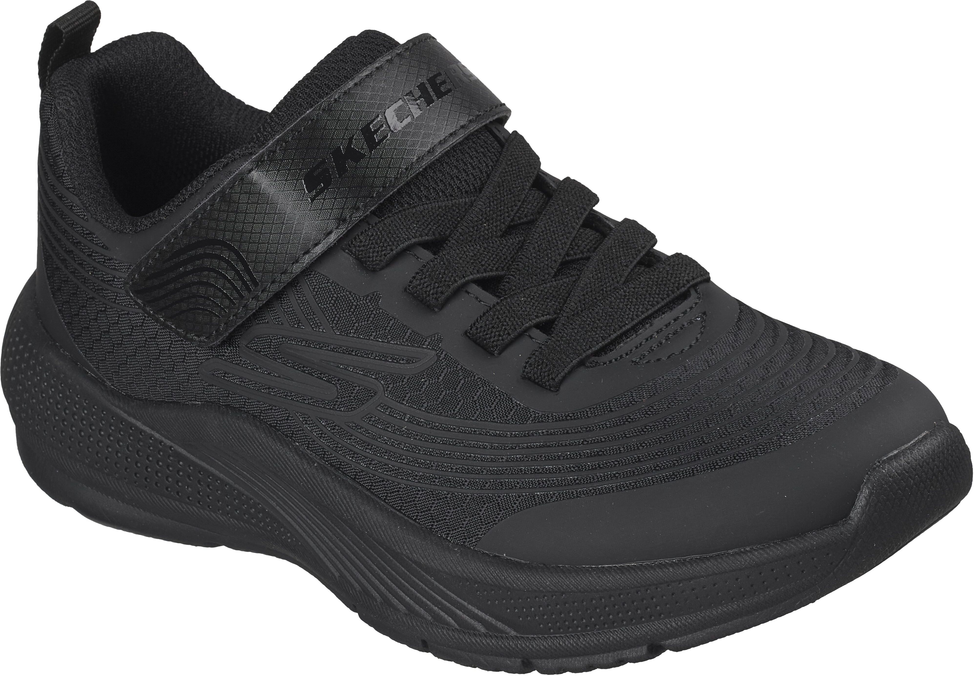 Sneaker SKECHERS "MICROSPEC ADVANCE", Jungen, Gr. 28, Textil, schwarz, Lederimitat, Textil, unifarben, Schuhe Sneaker, Klettschuh in cooler Farbkombination, Grössenschablone zum Download schwarz 28, Textil