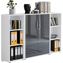 Aktenschrank Office Edition Sw Set 2 niedrig Weiß/Anthrazit