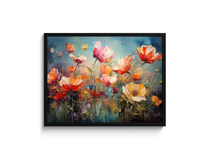 MuchoWow Poster MIT Rahmen Blumen - Aquarell - Kunst - Botanisch - Natur 80x60 cm, Orange, Papier, Rechteckig, 80x60 cm, gerahmt, Bilder & Rahmen, Bilder