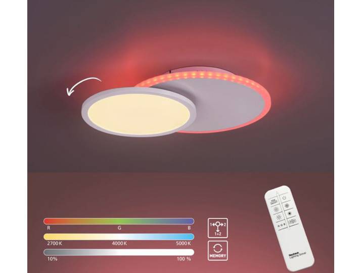 JUST LIGHT ARENDA LED Deckenleuchte Steuerbare Lichtfarbe 16W Weiß 11662-16