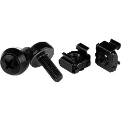 StarTech M5 x 12mm - Schrauben und Käfigmuttern - 100er Pack - Schwarz - M5 Montageschrauben und Kastenmu..., Serverschrank Zubehör, Schwarz