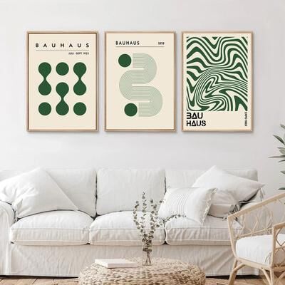 Uplifted Finds Bauhaus Poster Set Modern Abstract Geometric Wall Decoration 50 X 70 Cm green