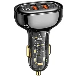 Usams Ład. sam. 1xUSB-C 2xUSB-A 125W Fast Charge transparent black CC158CC01 (US-CC158), Auto Adapter, Schwarz, Transparent