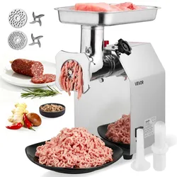 VEVOR elektrischer Fleischwolf mit 4,2 kg/min Kapazität, industrieller Tisch-Fleischwolf 1100 W mit Klinge & Mahlplatte, Wurstmaschine, kommerzieller Fleischwolf aus Edelstahl für Restaurant