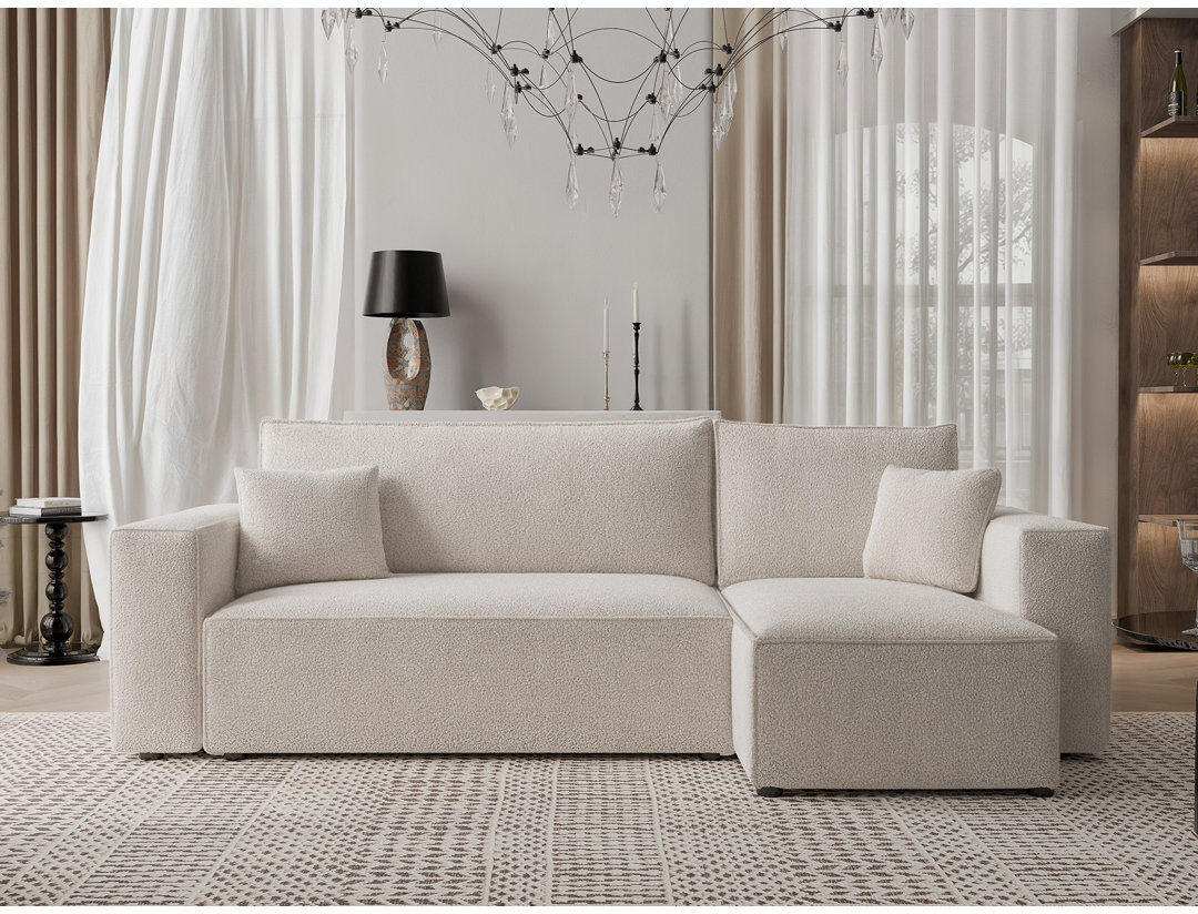 Ebern Designs Sahur 4 Seater Sofa Bed Cream 83cm H X 244cm W X 145cm D