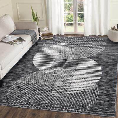 Garvee Washable Semicircle Geometric Stripes Area Rug